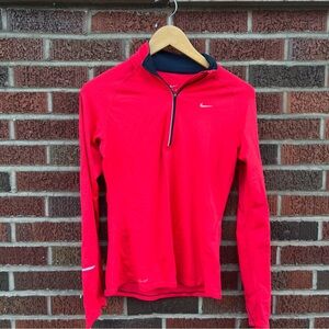 Nike Bright Pink 1/4 Zip Up Dri Fit Athletic Jacket